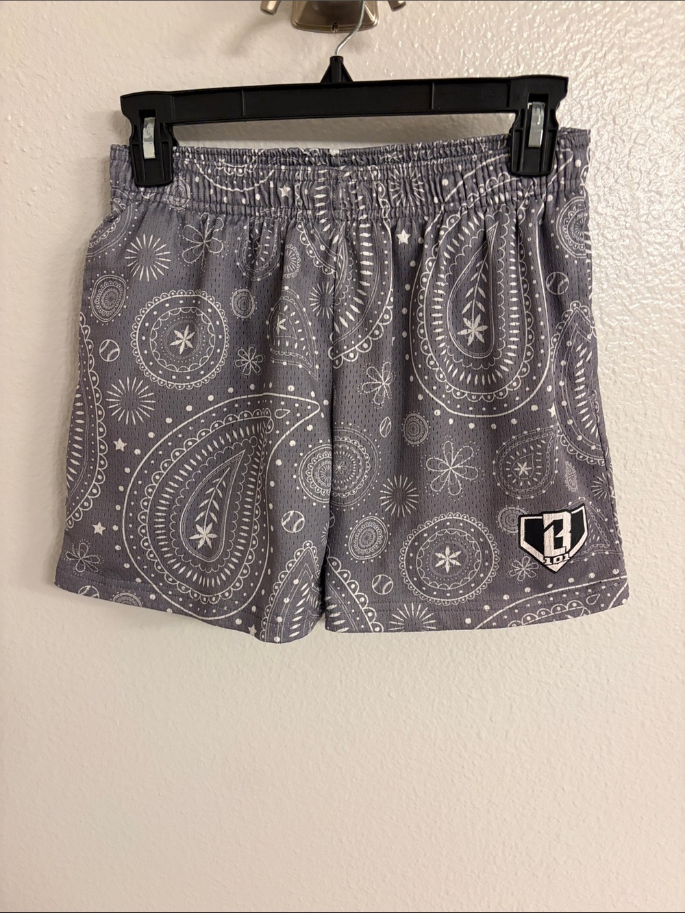 Kids Grey Paisley Active Shorts with Elastic Waist